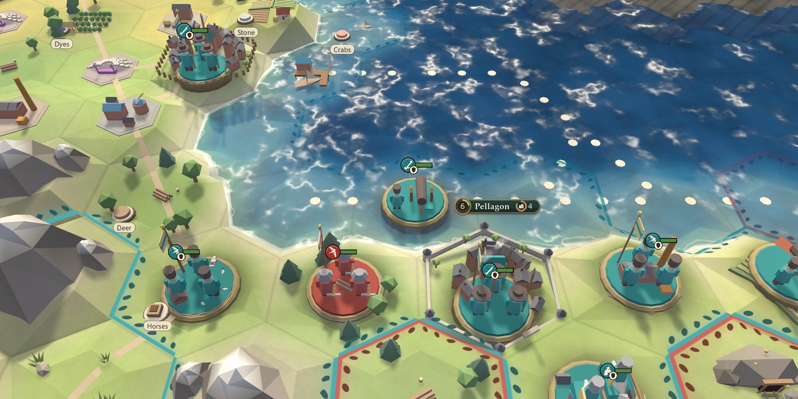 Cities and ships along a sunlit coast