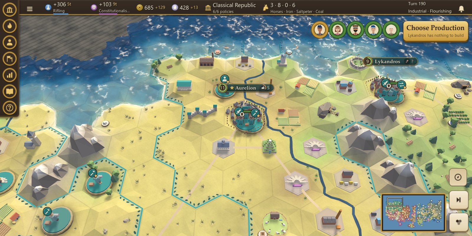 The map with the game's interface