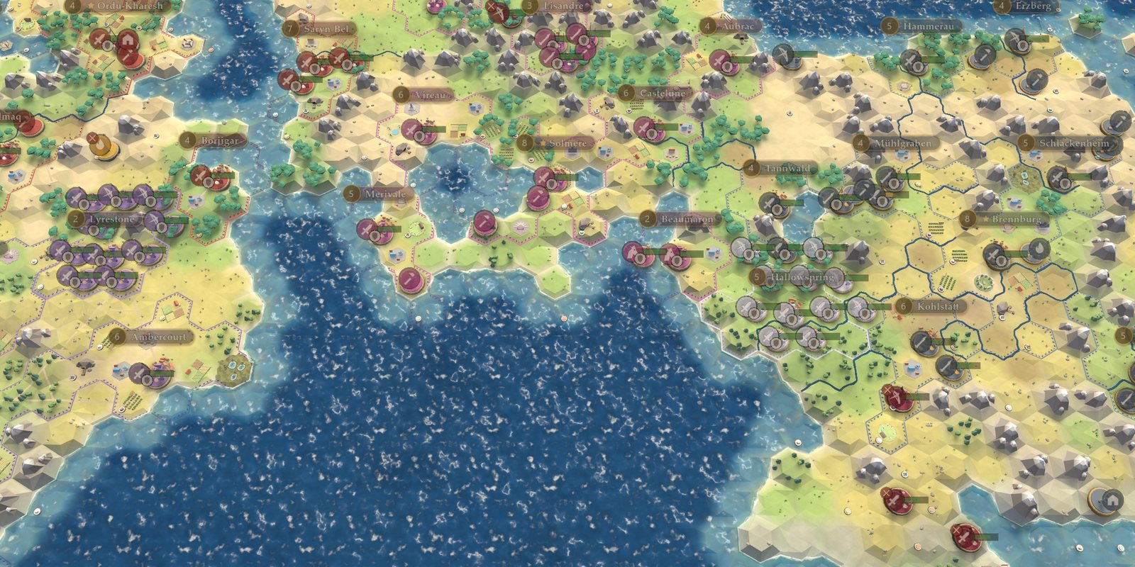 A freshly generated continent shared by rival nations